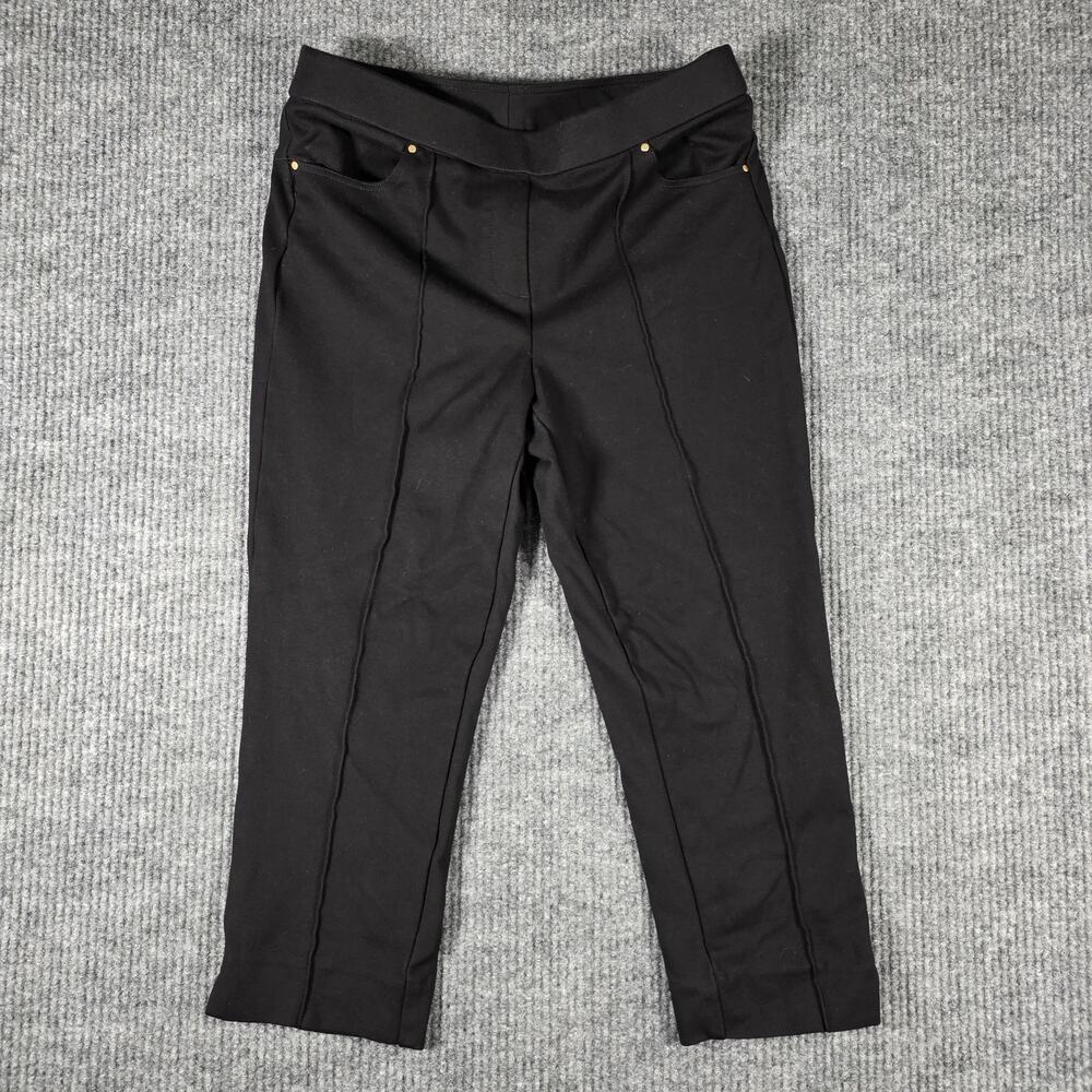 Alfred Dunner Petite Black Pull On Crop Pants PS Stretch Career Casual